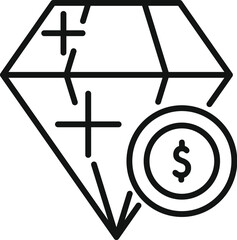 Sticker - Diamond service support icon outline vector. Collateral credit. Online website