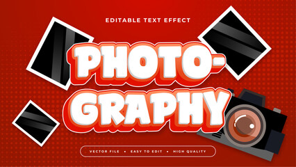 Wall Mural - Black white and red photograhpy 3d editable text effect - font style