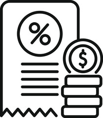 Sticker - Finance support icon outline vector. Collateral access. Money stack payment