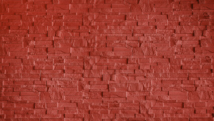 Wall Mural - abstract stone cladding wall made of regular bright red bricks. abstract wall panels for decoration, background and texture. red wall made from grunge stone material for modern style decoration.