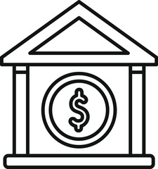 Sticker - Bank building money credit icon outline vector. Support loan. Collateral procedure