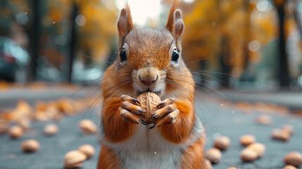 Canvas Print - squirrel on a bench