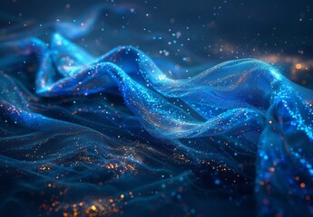 Wall Mural - Scientific background with a blue DNA model with light particles with a futuristic style