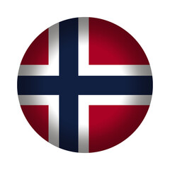 Wall Mural - Round Norwegian flag icon, vector illustration. Isolated 3D Norway flag button.