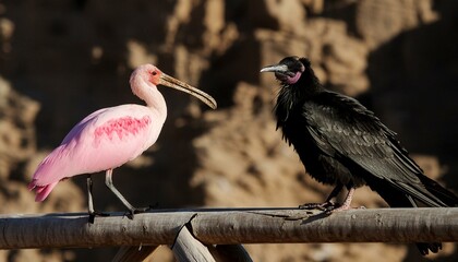 Wall Mural - Black and pinks birds