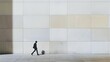 © Nick - Silhouette of businessman walk pass tall concrete wall of building sun light shine through shadow of man