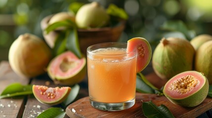 Wall Mural - fresh guava Juice with guava fruit