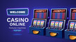 Casino 777 banner slots machine winner, jackpot fortune of luck. Vector illustration
