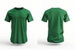 3D, mock up, blank green t-shirt front and rear on white background, template, mockup, copy space