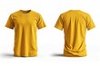 3D, mock up, blank yellow t-shirt front and rear isolated, template, copy space