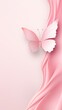 Pink plain background with minimalistic pastel butterfly pixel swirl border with copy space texture for display products blank copyspace for design text 