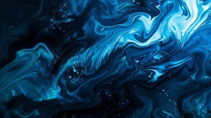 Wall Mural - Abstract art with a blue paint background, exhibiting a liquid fluid grunge texture.