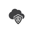 Cloud computing protection shield vector icon