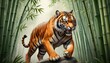Craft a tattoo of a fierce tiger prowling through