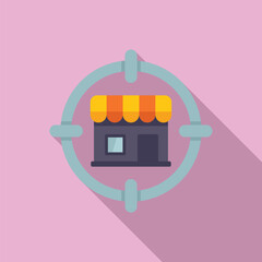 Poster - Target store locator icon flat vector. Global find near. Road shop