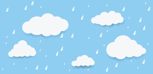 Wall Mural - cloud and rain, rainy season, weather nature background, flood natural disaster, vector illustration