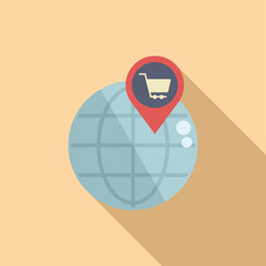 Canvas Print - Global cart market icon flat vector. Service online shop. Mall store