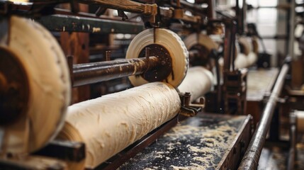 close up of a traditional papermaking machine