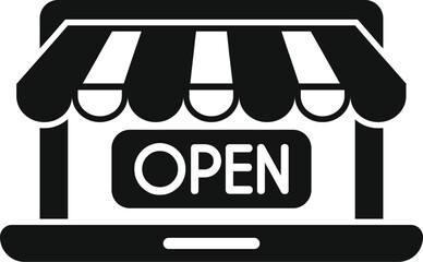 Poster - Open online shop locator icon simple vector. Locate geo part. Commercial internet