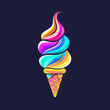 Colorful Ice cream logo design, refreshing treat illustration