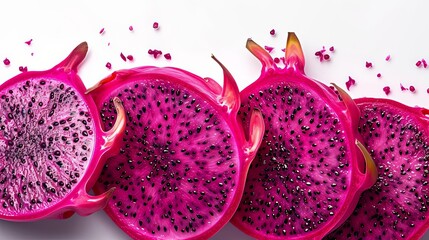 Sticker - red dragon fruit on clean isolated background the image shows a close - up of a dragon fruit on a isolated background, with a white shadow in the foreground