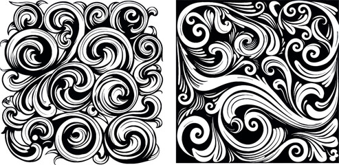 Wall Mural - Decorative black and white pattern with swirled elements