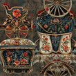Vintage carriage floral tapestry design