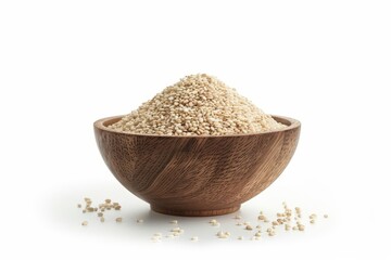 Wall Mural - Sesame in wooden bowl on white background