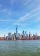 Big panorama view of New York city. View from New Jersey to completely Manhattan with world trade center in the middle.