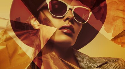 Wall Mural - A stylish woman sporting sunglasses and a hat with a vintage and grunge look