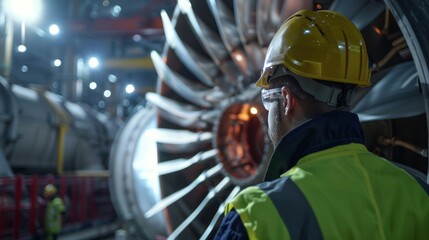 engineer overseeing maintenance crew performing turbine blade inspection and cleaning to maximize po