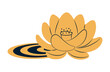 Lotus flower with leaf flat hand drawn illustration. Dragon Boat Festival, Mid Autumn Festival, traditional holiday clip art, card, banner, poster element. Asian style design, isolated vector.