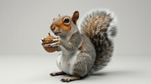 Detailed 3D Rendering Of A Squirrel With Oversized Acorn, Playful And Resourceful