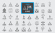 © Arif - Set of 36 line icons related to Yoga, relaxation,  meditating. Outline icon collection. Editable stroke. Vector illustration