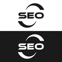 Sticker - SEO logo. S E O design. White SEO letter. SEO, S E O letter logo design. Initial letter SEO linked circle uppercase monogram logo. S E O letter logo vector design.