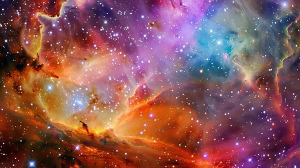 Wall Mural - colorful space nebula with twinkling stars scattered throughout, capturing the dynamic beauty of a c