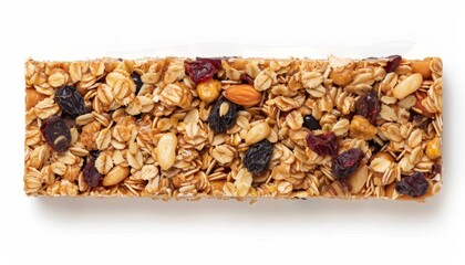 Canvas Print - Top view of nutritious granola bar isolated on white