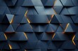 Premium Luxurious Dark Blue Abstract Background Template with Opulent Triangle Pattern and Golden Illumination Lines Abstract