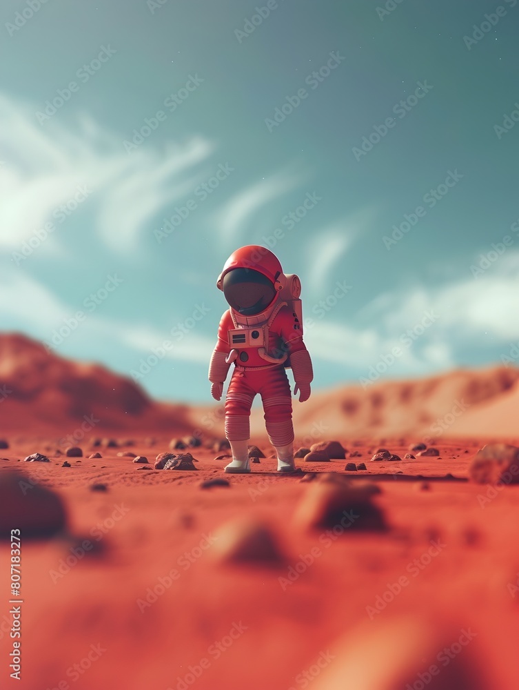 Lone Astronaut on a Red Planet A Martian Expedition of Discovery Stock ...