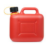 Side view of red plastic fuel jerrycan