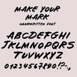 Marker Make your mark letters and symbols set. Hand drawn alphabet symbols isolated on pastel pink background. For design, print, fabric or background.