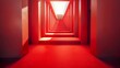 Abstract red stairs with light at the end