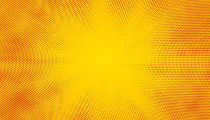 Bright retro yellow gradient vector  background halftone dot pattern. Vibrant orange circular pattern transition.