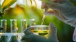 © CNISAK - Aerial view of the hands of a scientist pouring fluid with the pipette into a petri dish in a laboratory with a green atmosphere