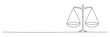 © stockgood - One continuous line drawing of law balance and scale of justice. Symbol and logo of equality
