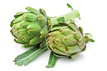 Wall Mural - 2 5 artichokes on a white background