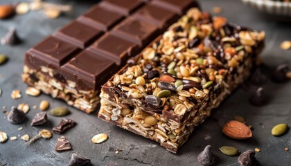 Canvas Print - Bars made of muesli and covered in milk chocolate