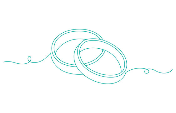 Wedding ring line art drawing vector illustration