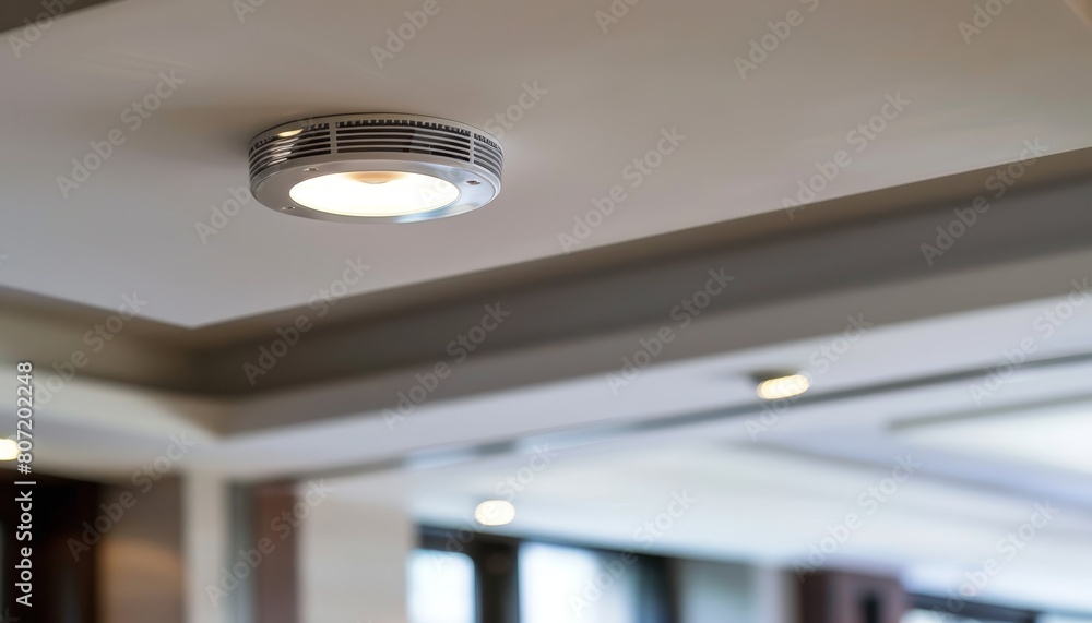 Ceiling smoke detector emergency fire alarm in apartment building Stock ...