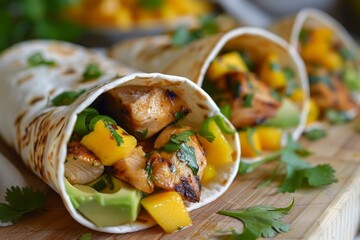 Poster - Chicken mango and avocado in corn tortilla wraps